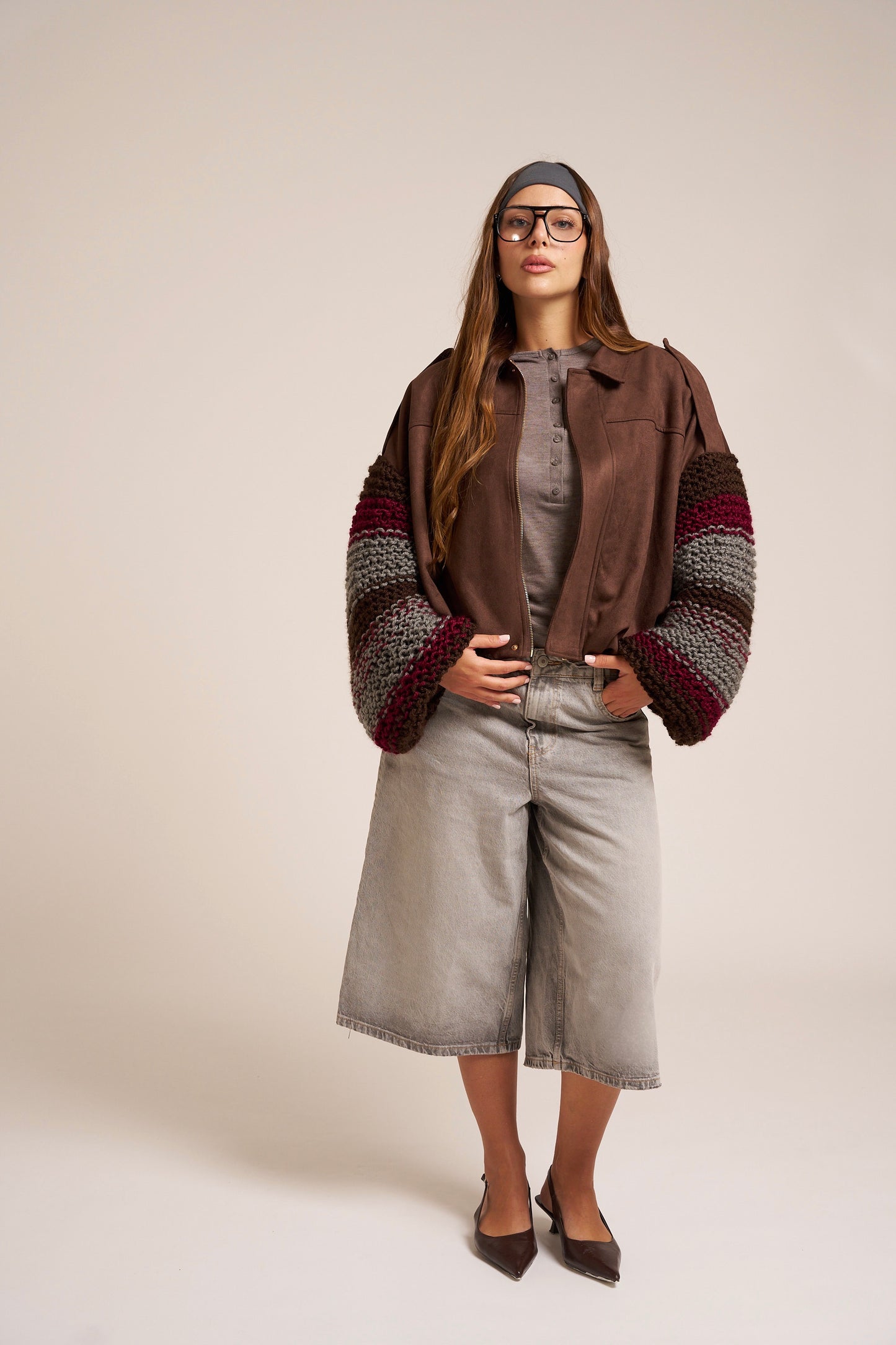 BOMBER CAMOSCIO MANICHE MAGLIERIA