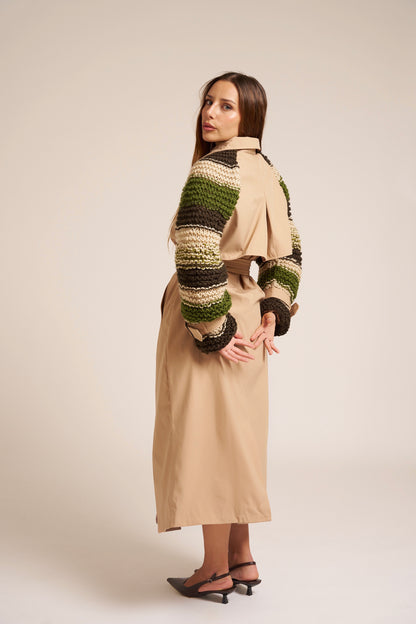 TRENCH CAMMELLO MANICHE MAGLIERIA