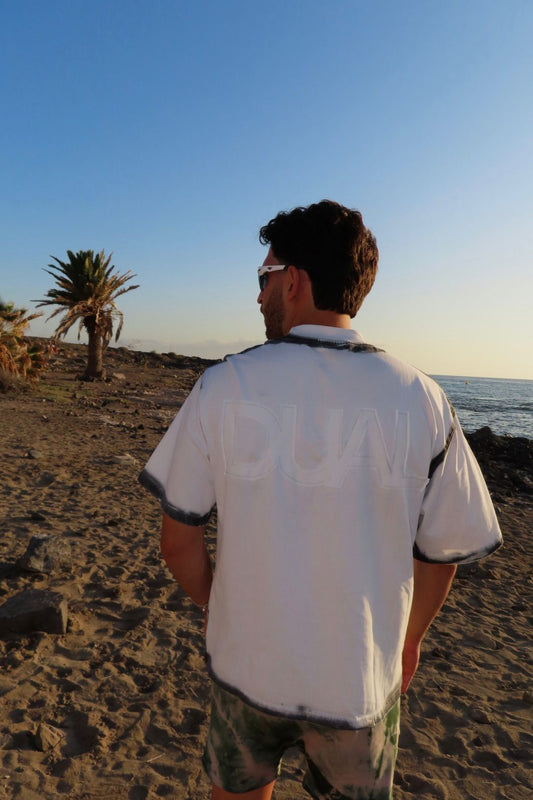T-SHIRT OVER MAN – BIANCA CON CUCITURE NERE