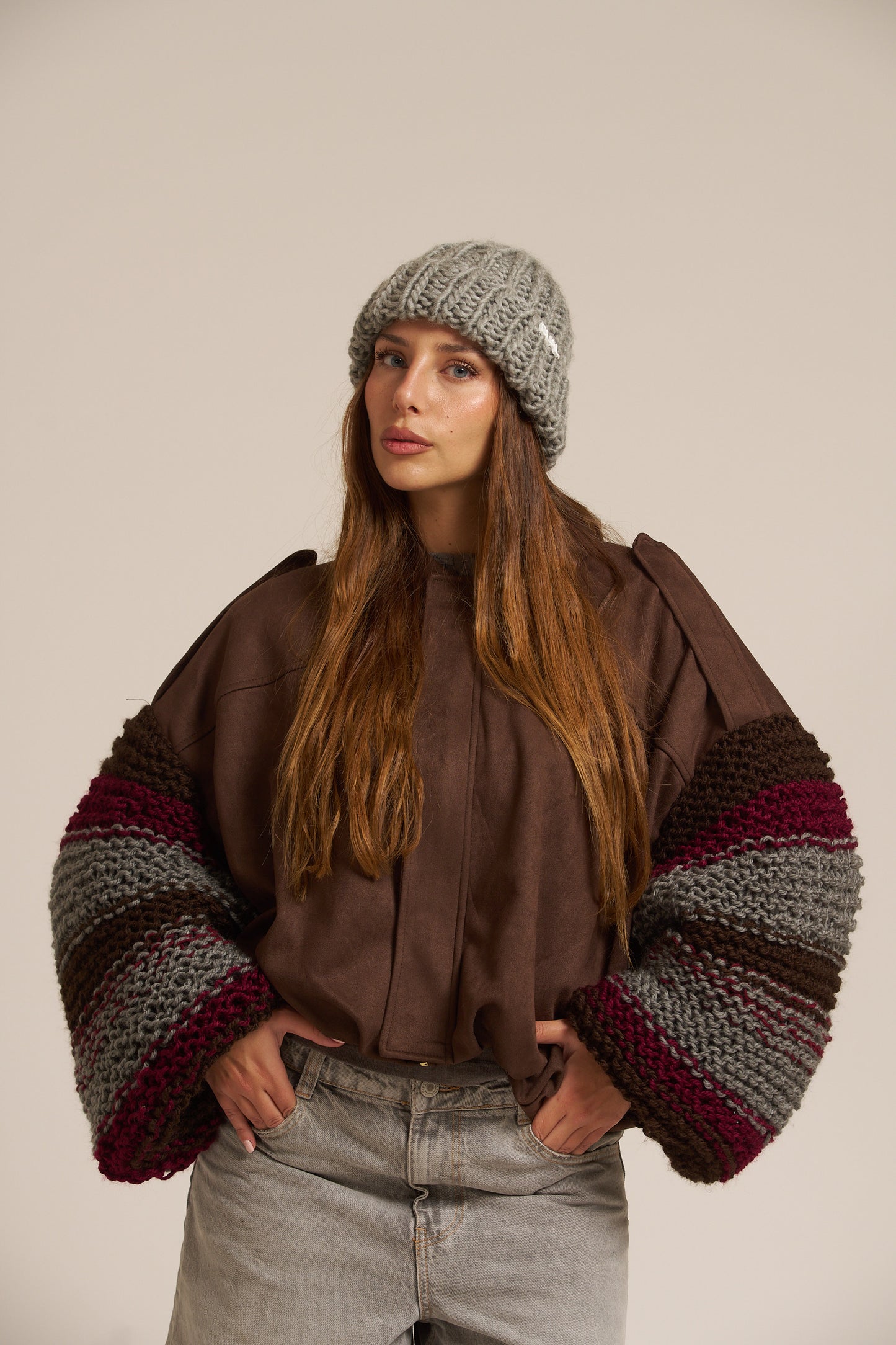 BOMBER CAMOSCIO MANICHE MAGLIERIA