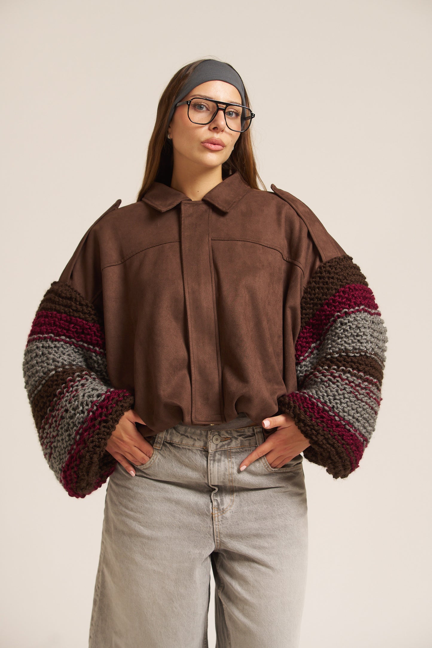 BOMBER CAMOSCIO MANICHE MAGLIERIA