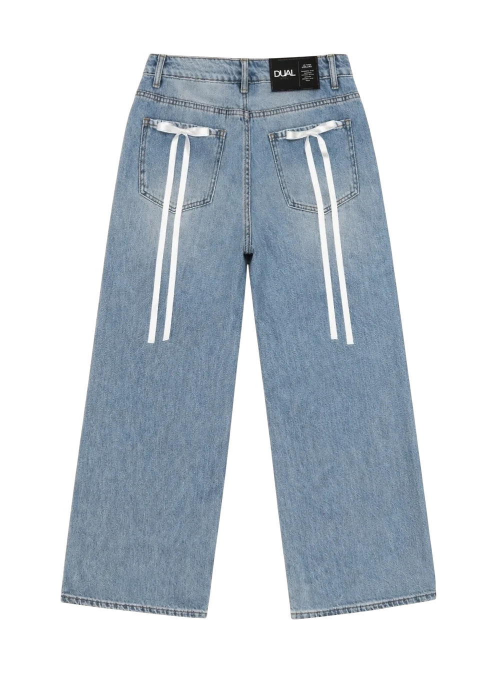 PANTALONI JEANS CON FIOCCHI BIANCHI