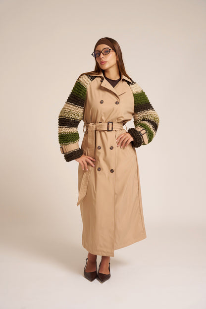 TRENCH CAMMELLO MANICHE MAGLIERIA