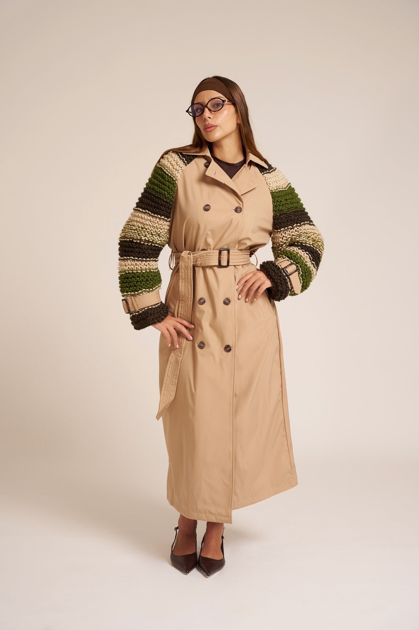 TRENCH CAMMELLO MANICHE MAGLIERIA