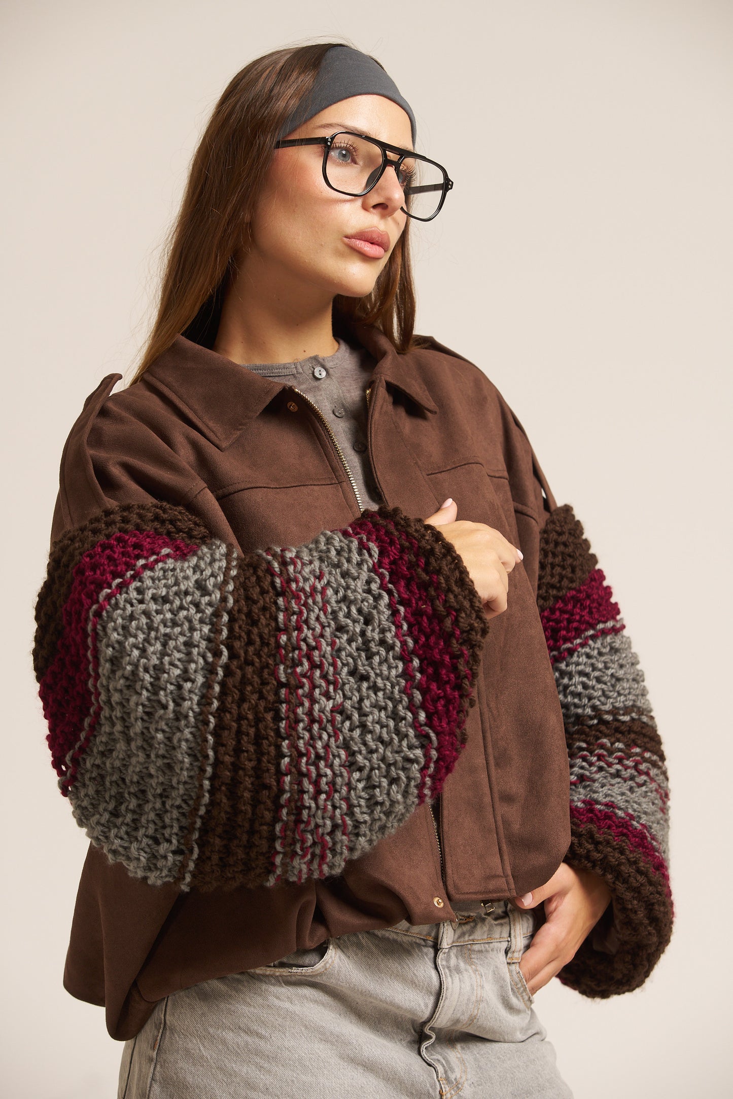 BOMBER CAMOSCIO MANICHE MAGLIERIA