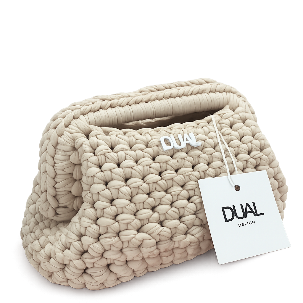 clutch crochet borsa uncinetto beige