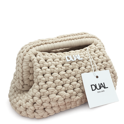 clutch crochet borsa uncinetto beige