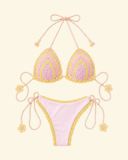 CUSTUME UNCINETTO CROCHET DAVANTI GIALLO E ROSA