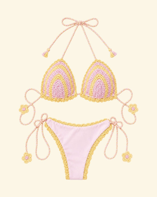 CUSTUME UNCINETTO CROCHET DAVANTI GIALLO E ROSA