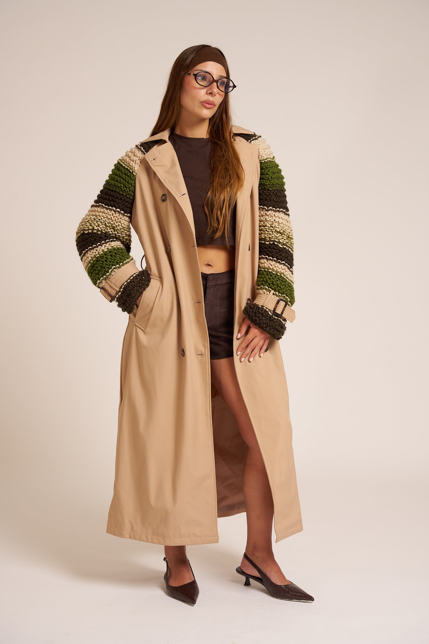 TRENCH CAMMELLO MANICHE MAGLIERIA