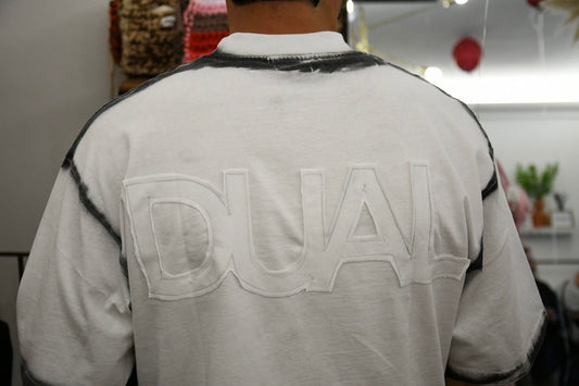 T-SHIRT OVER MAN – BIANCA CON CUCITURE NERE