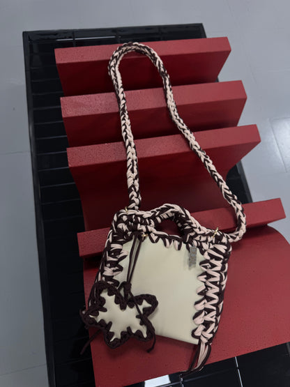 FUNNY BICOLORE BEIGE E MARRONE CHARM STELLA TRACOLLA 90 CM 