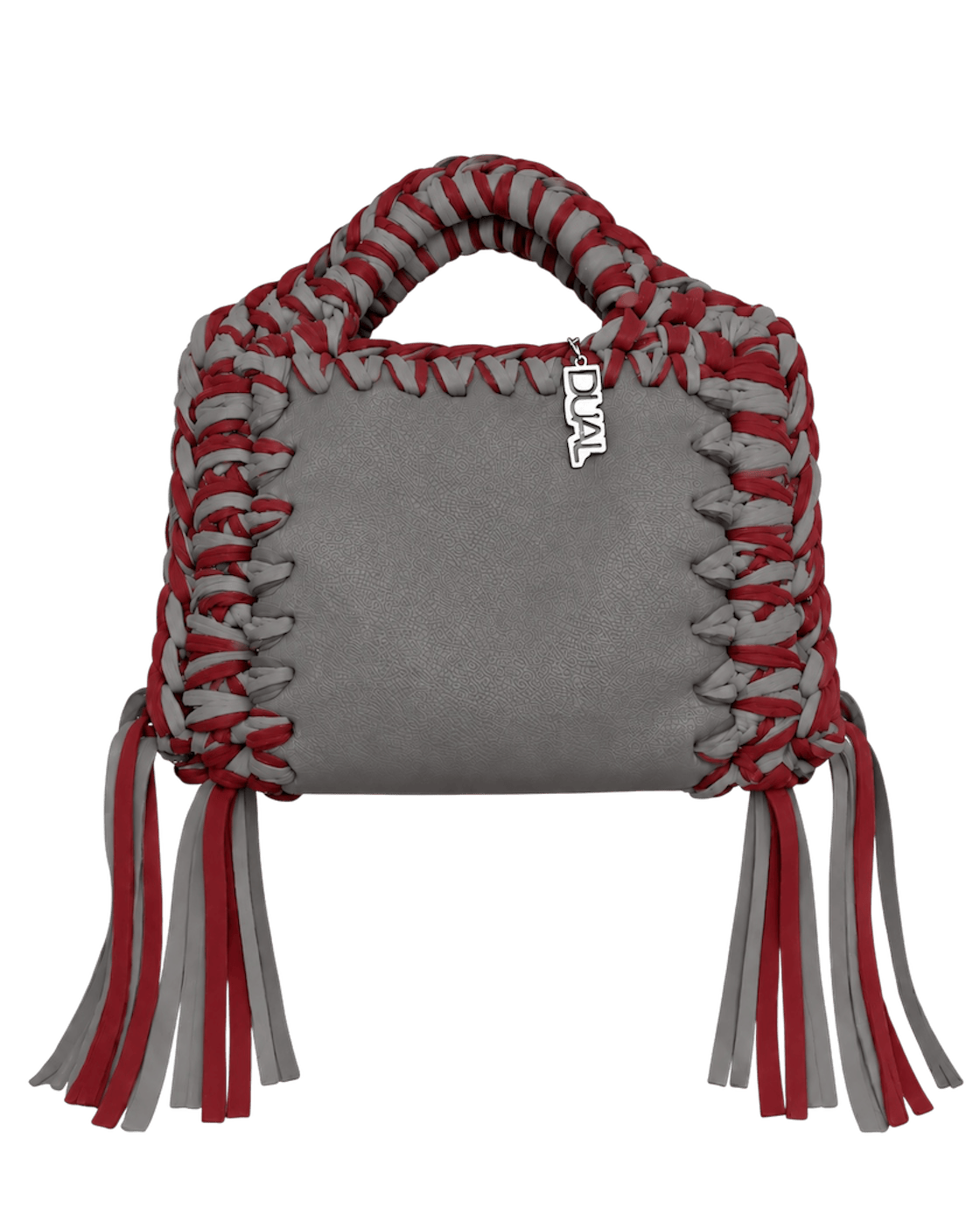 funny bicolore pelle e crochet grigio e bordeaux