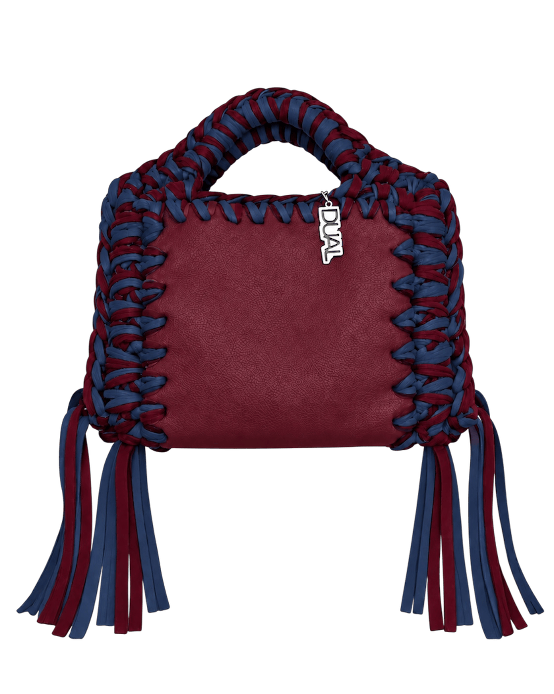funny bicolore pelle  crochet bordeaux e blu
