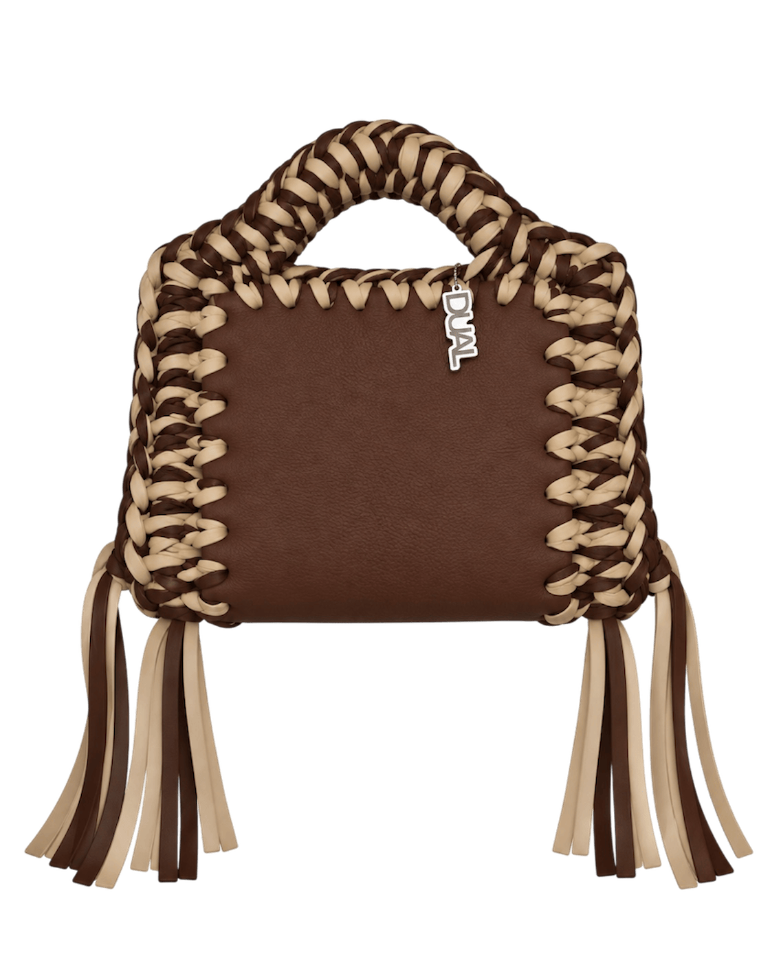 funny bicolore pelle e crochet marrone e beige