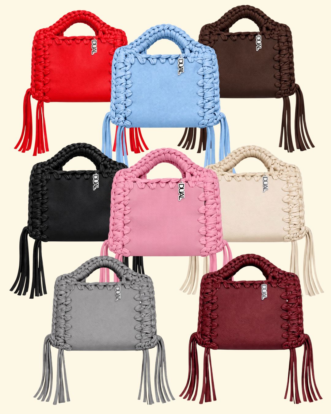borsa FUNNY MONOCOLORE PELLE crochet