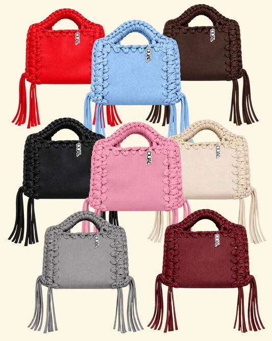 borsa FUNNY MONOCOLORE PELLE crochet