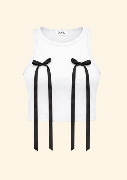 canotta top fiocchi bianca