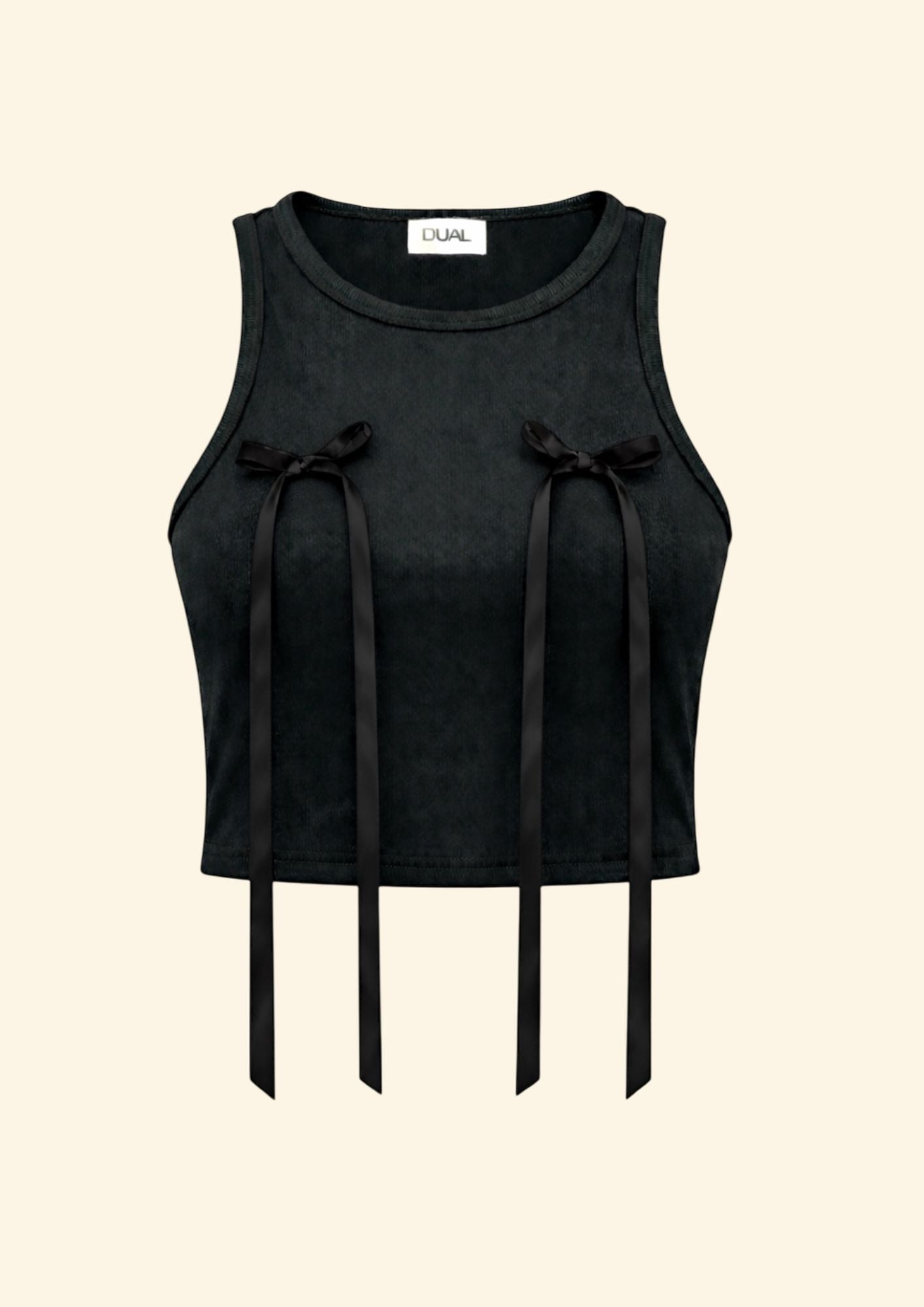top nera con fiocchi