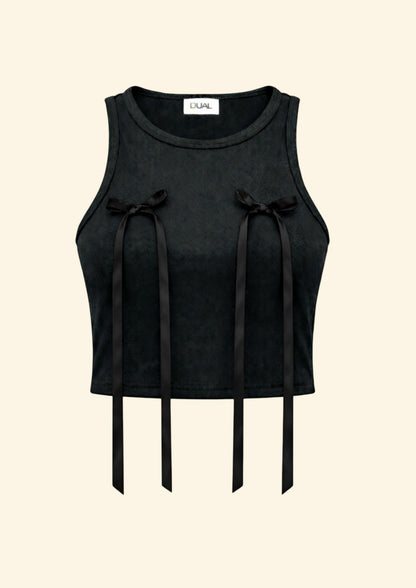 top nera con fiocchi