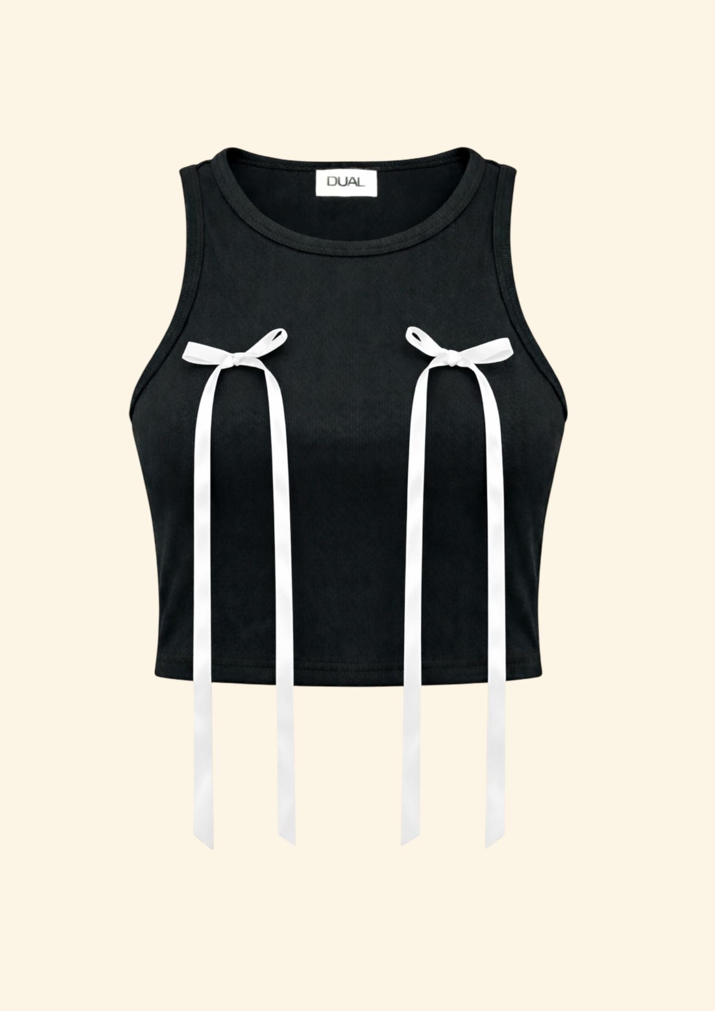 top nera con fiocchi
