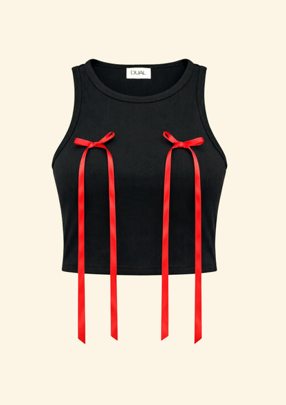top nera con fiocchi