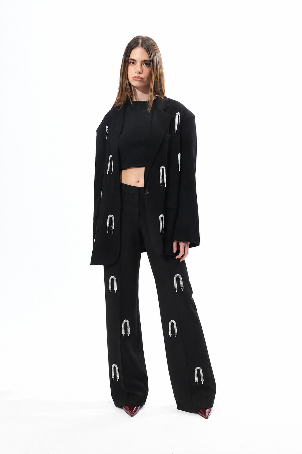 PANTALONE PALAZZO STRASS