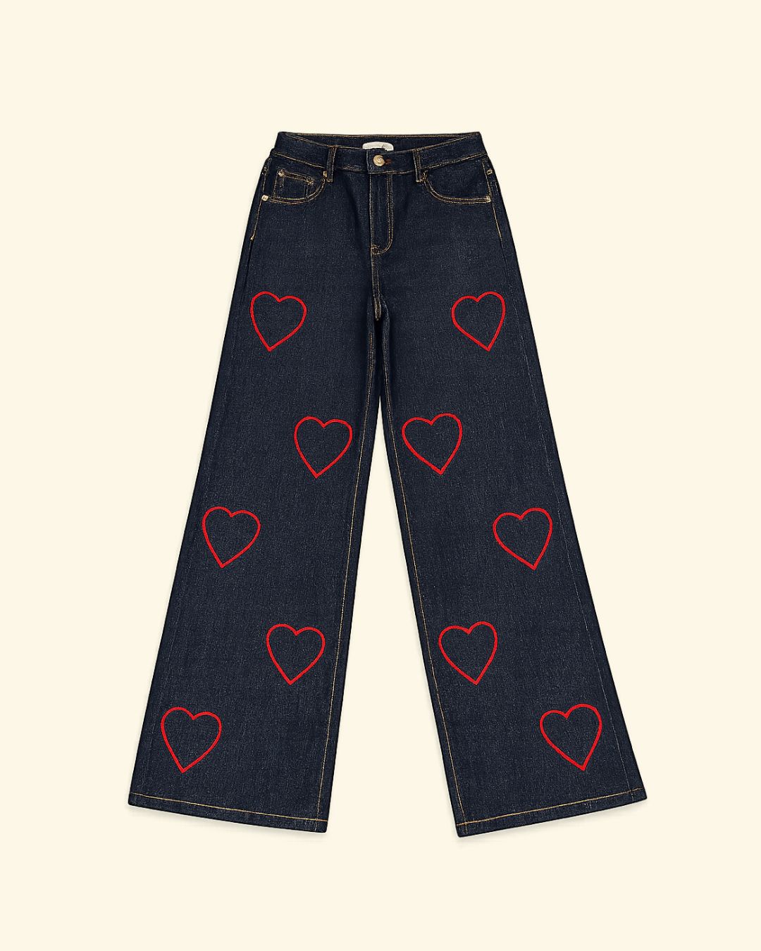 PANTALONI CUORI DENIM PALAZZO DV