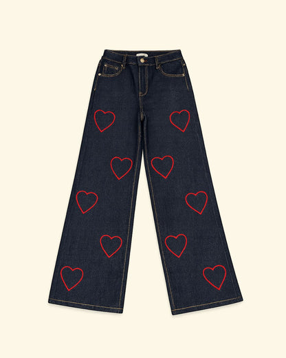 PANTALONI CUORI DENIM PALAZZO DV