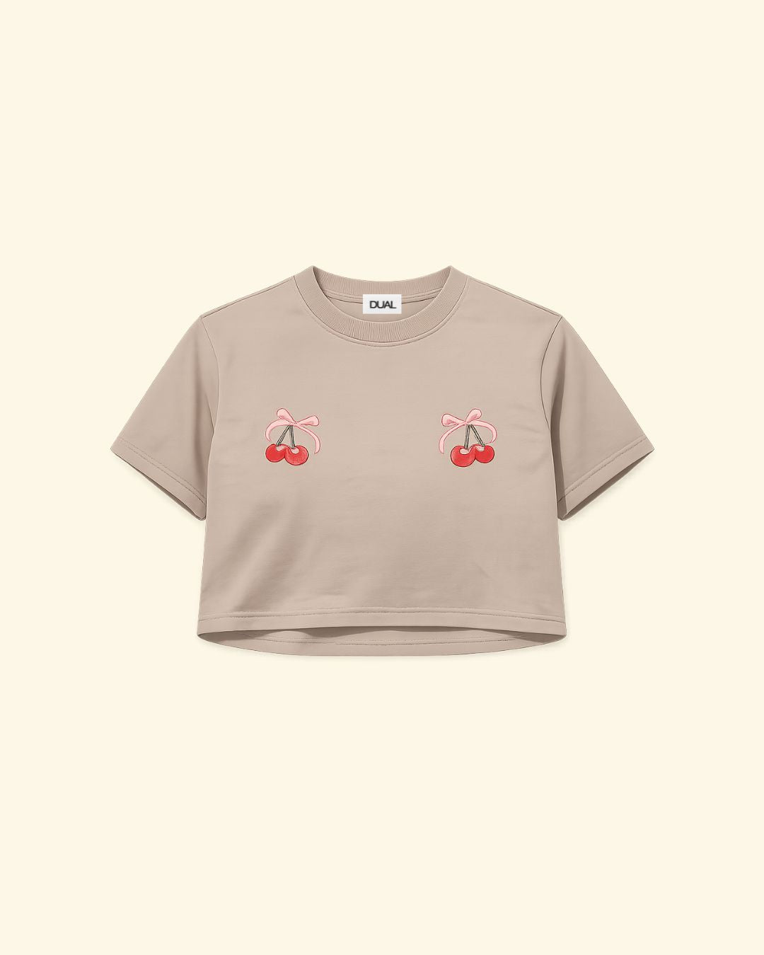 TSHIRT CROP SABBIA CHERRY STAMPA CILIGIA