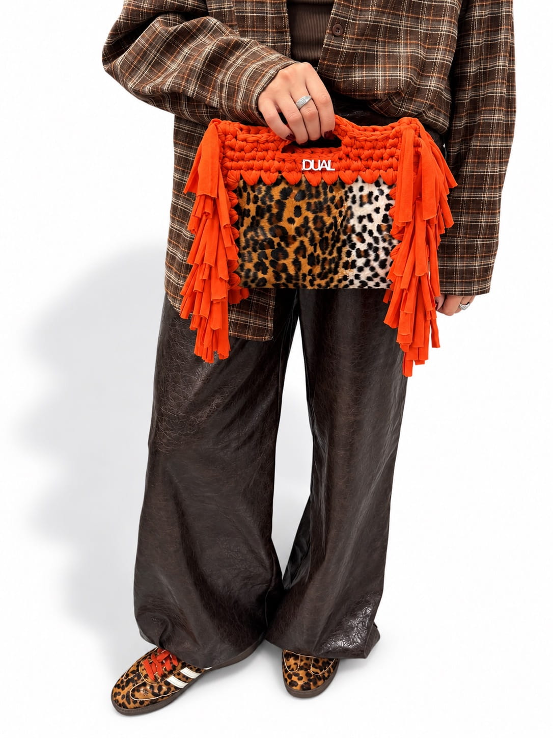 block bag leopardata arancione