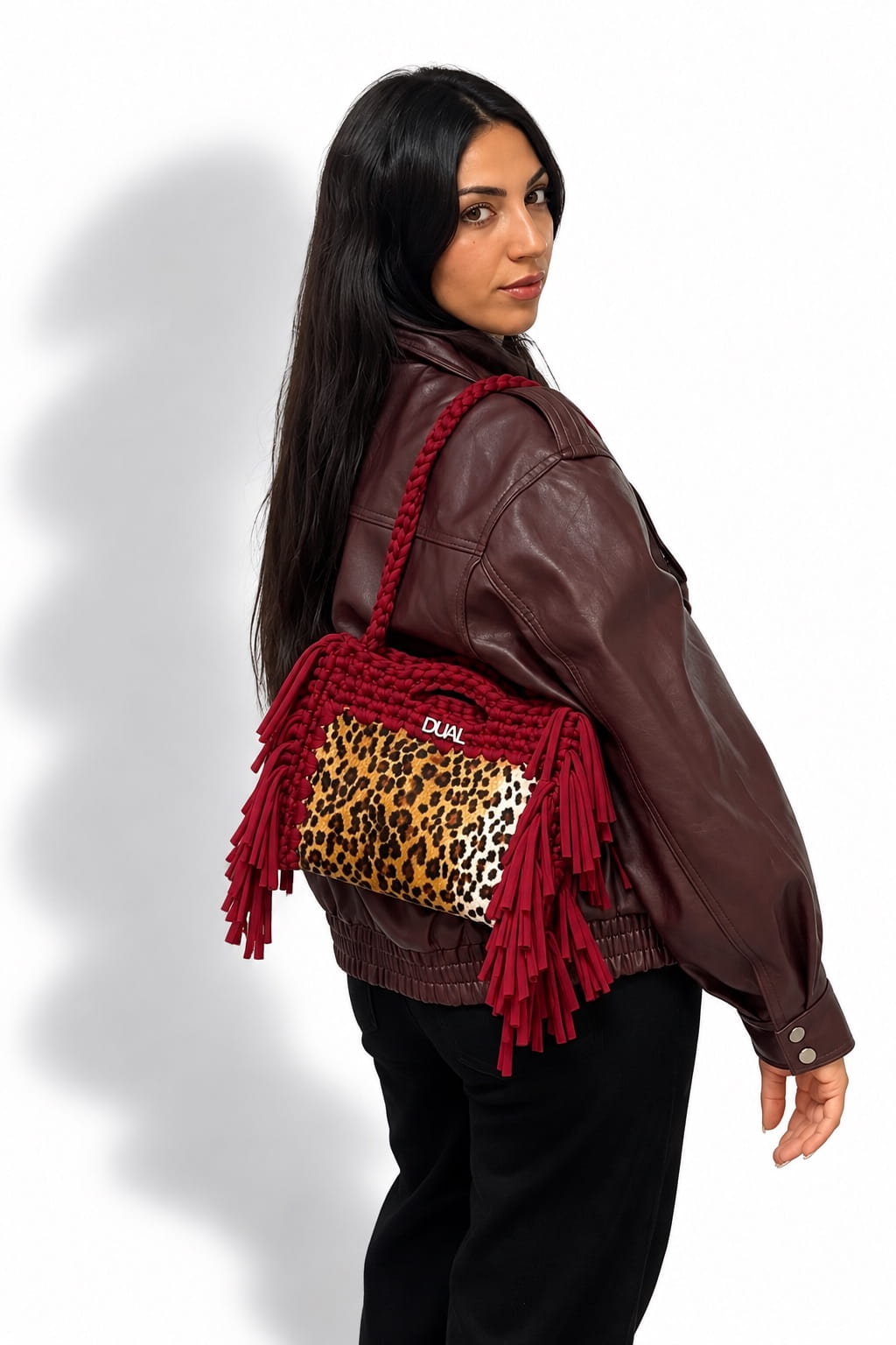 block bag leopardata bordeaux