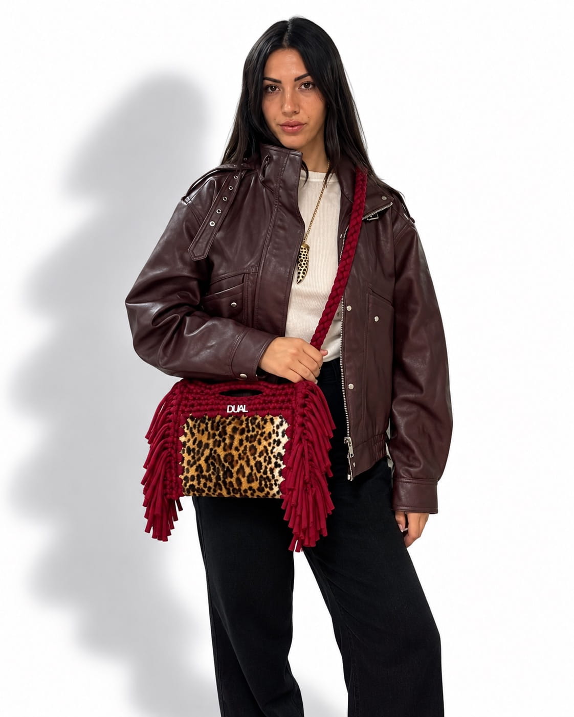 block bag leopardata bordeaux