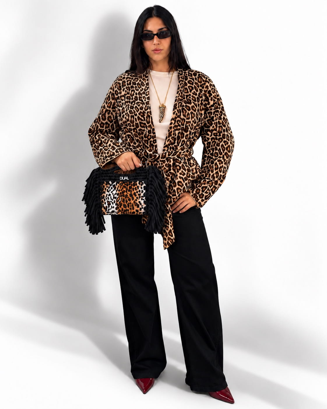 block bag leopardata nera