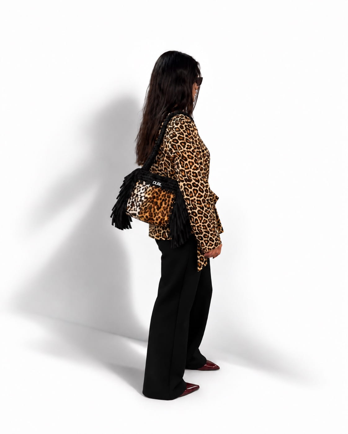 block bag leopardata nera