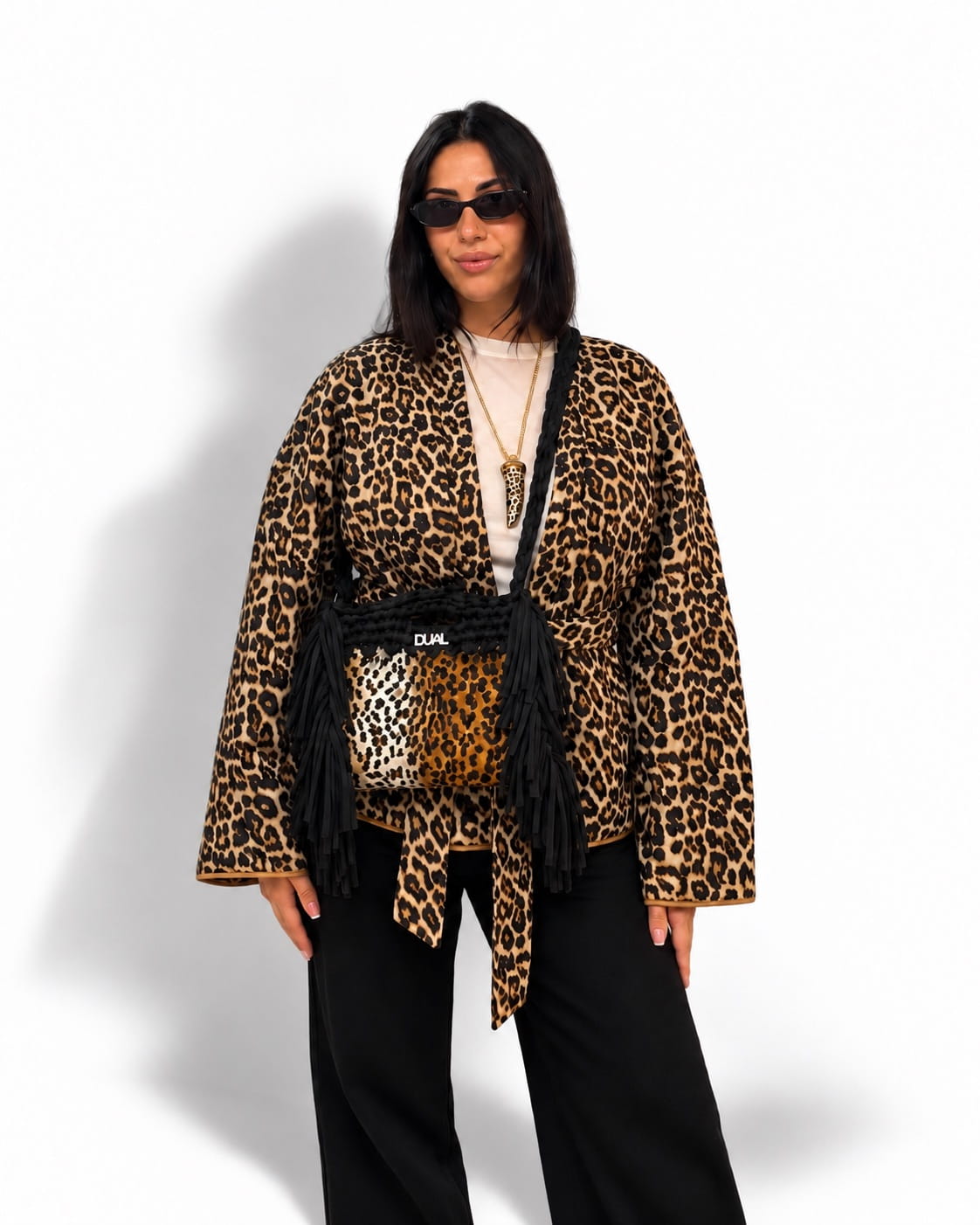 block bag leopardata nera