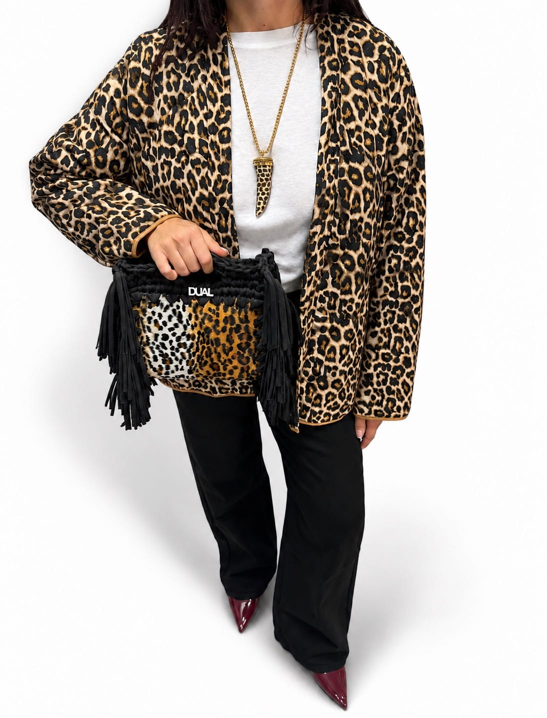 block bag leopardata nera