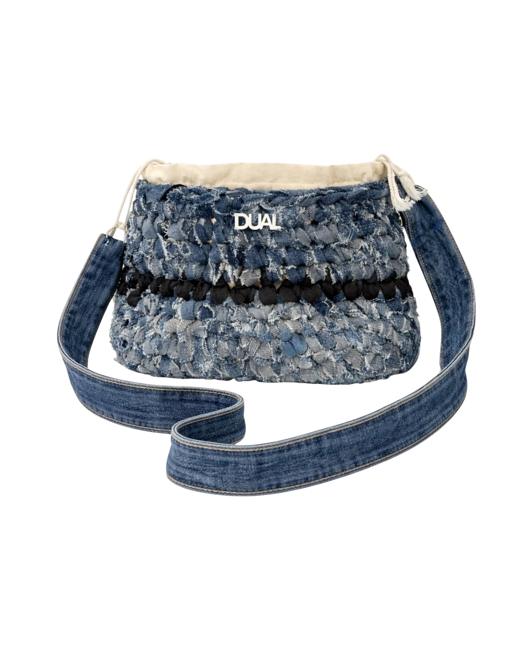 borsa denim crochet uncinetto jeans