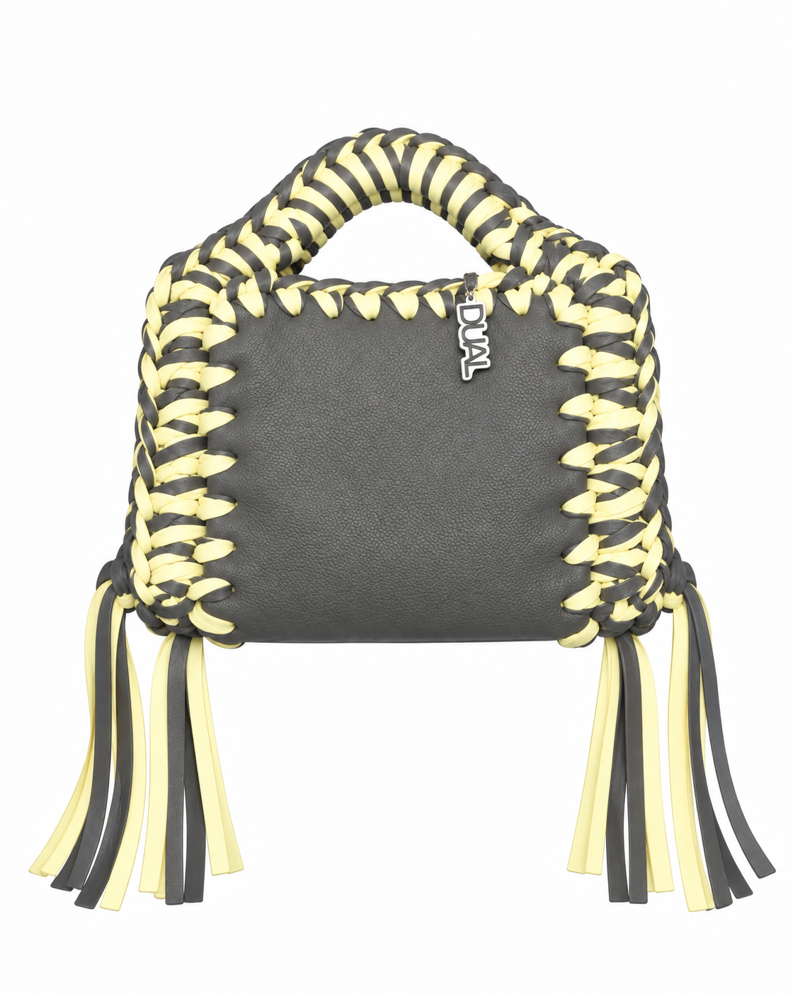 funny bicolore pelle crochet grigio giallo