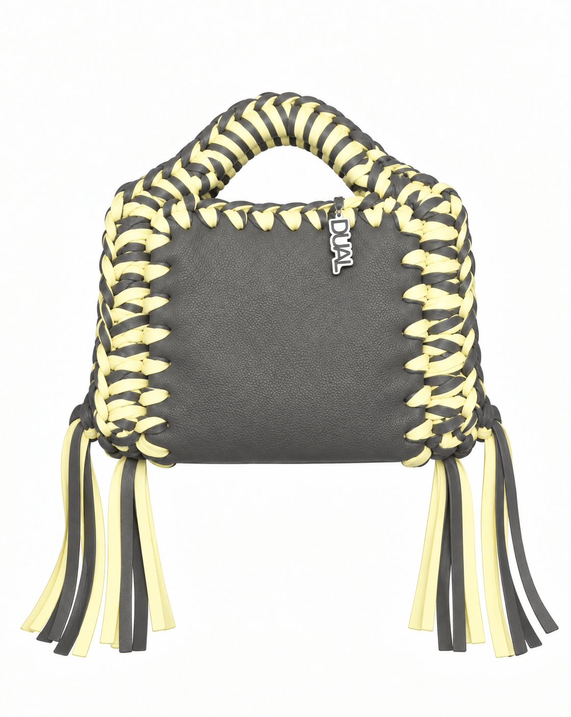 funny bicolore pelle crochet grigio giallo