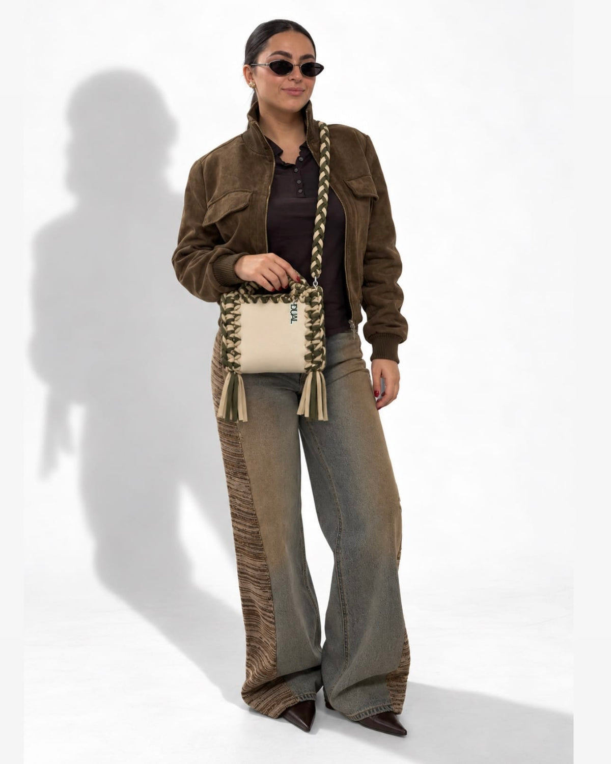 borsa funny bicolore vita beige verde