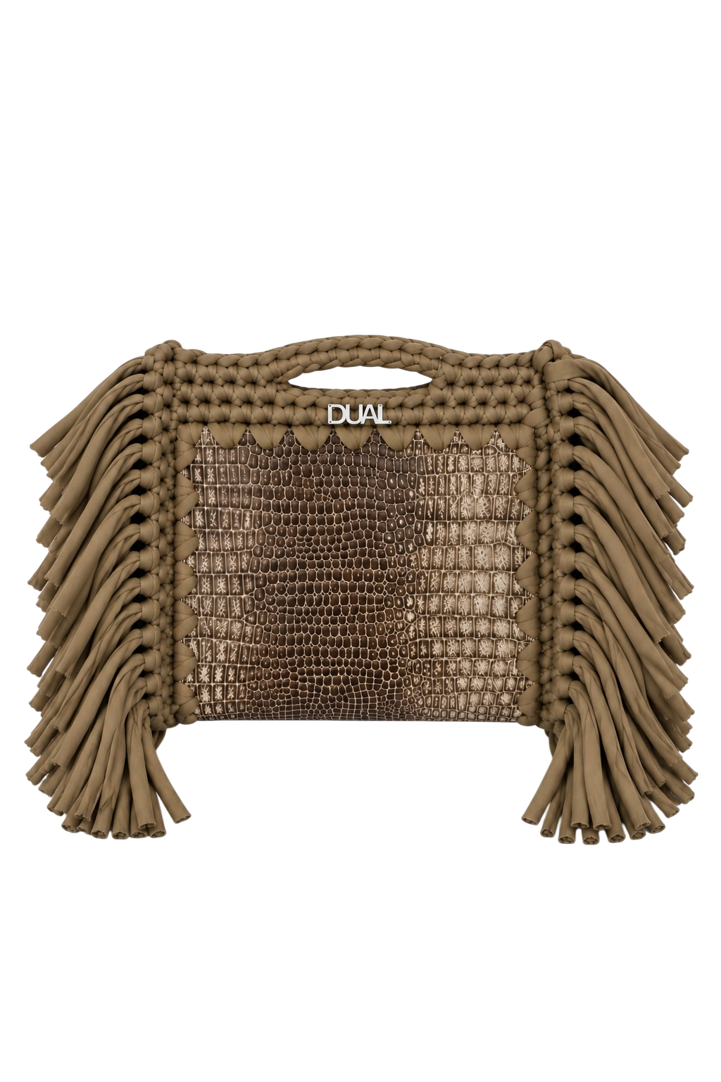 borsa pelle e crochet ptonata animalier