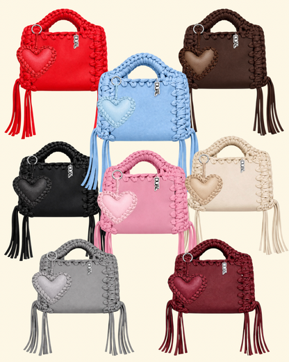 borsa uncinetto monocolore pelle e crochet tutte le varianti colore