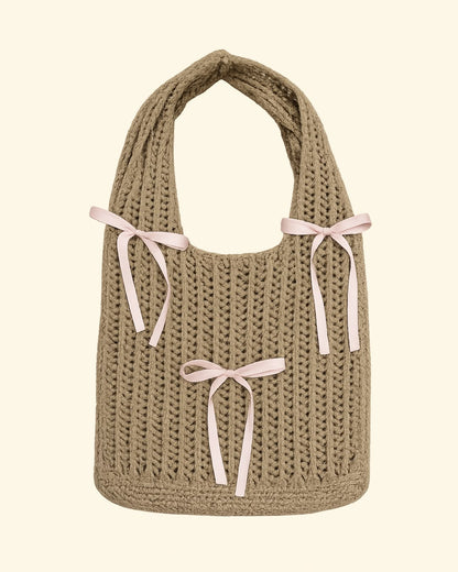 SET: BIKINI ROSSO CON FIOCCHI + PAREO + BORSA MARE CROCHET