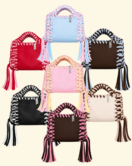 borse uncinetto funny bicolore pelle e crochet