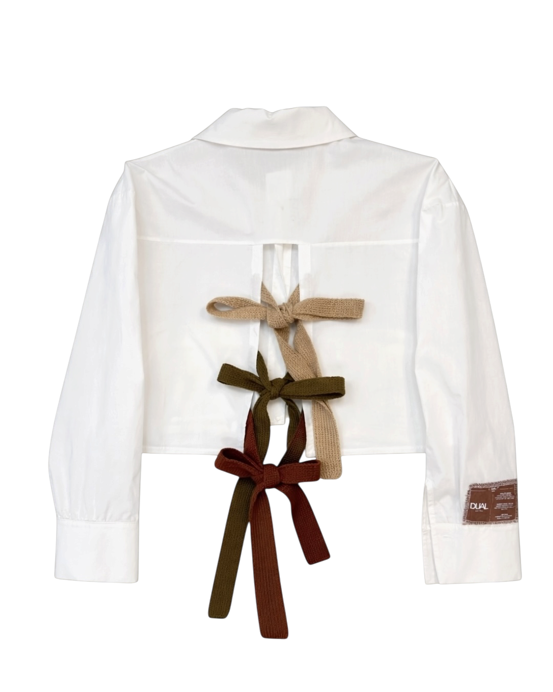 camicia crop lacci maglieria beige verde 