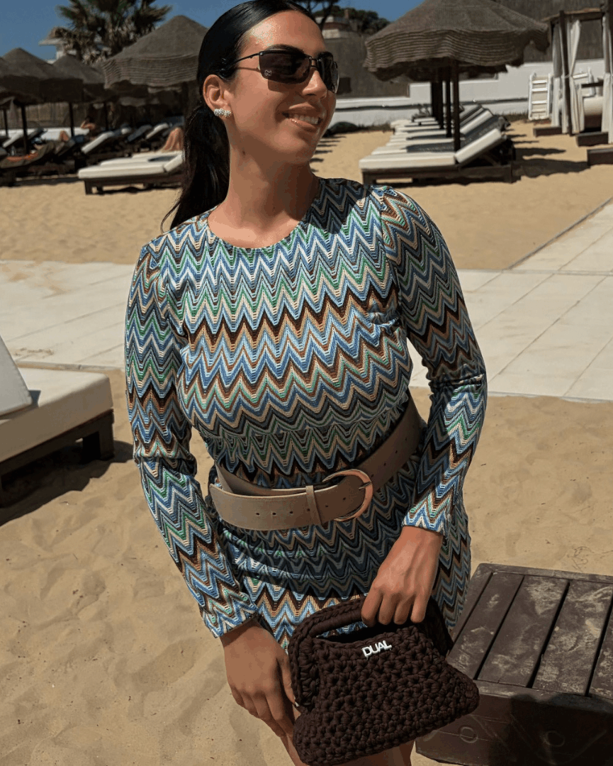 clutch monocolore marrone crochet
