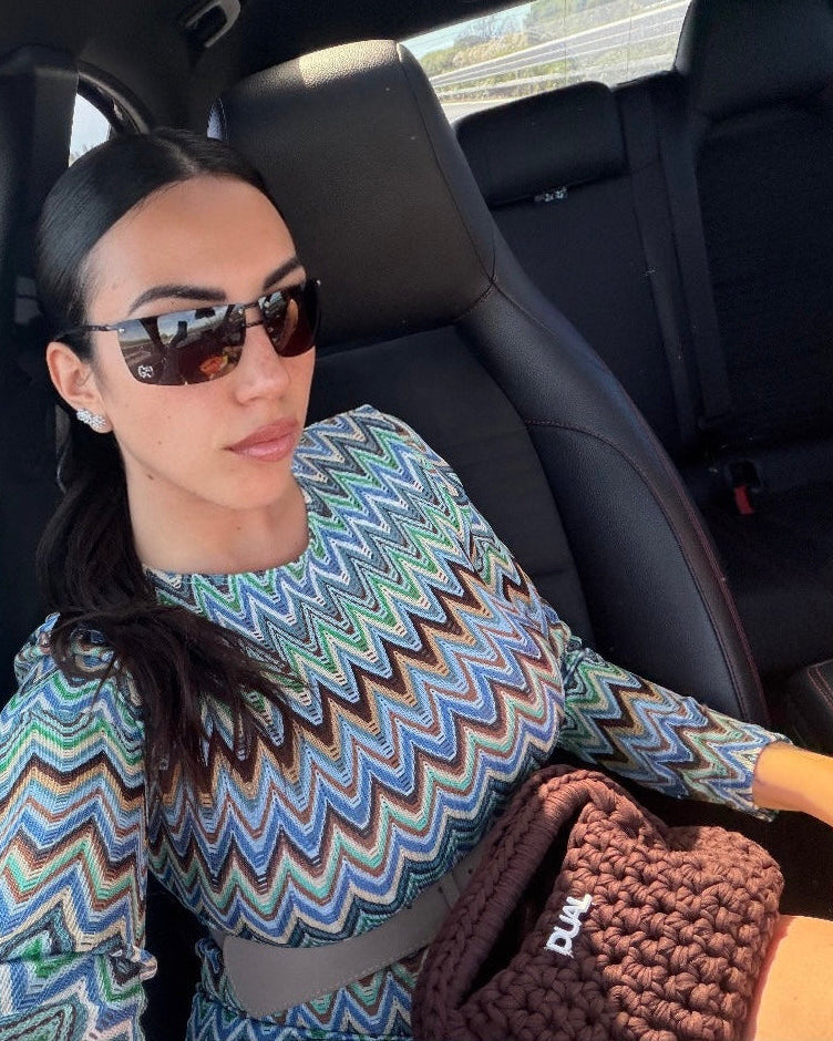 Clutch Monocolore Crochet Marrone