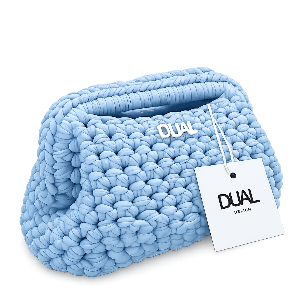 clutch monocolore crochet celeste