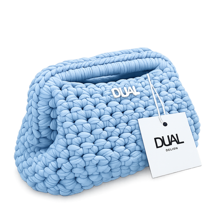 clutch monocolore crochet celeste